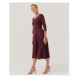 NWT Pact calf-length fit and flare dress in Raisin